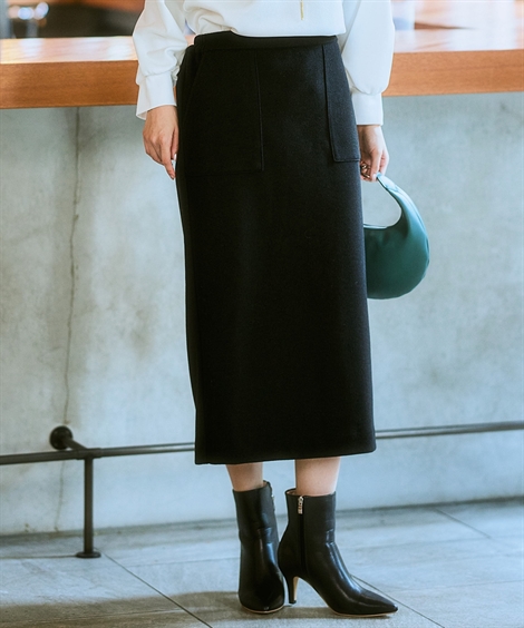 スカート レディース ウール調 冬 しわになりにくい 洗える