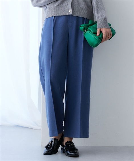 レディース スーツ パンツ オフィス ビジネス 通勤 シャンブレー