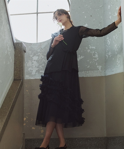 お呼ばれ よそいき 結婚式 パーティー オケージョンワンピースドレス 2点セット ジレ Callarus pd0の画像