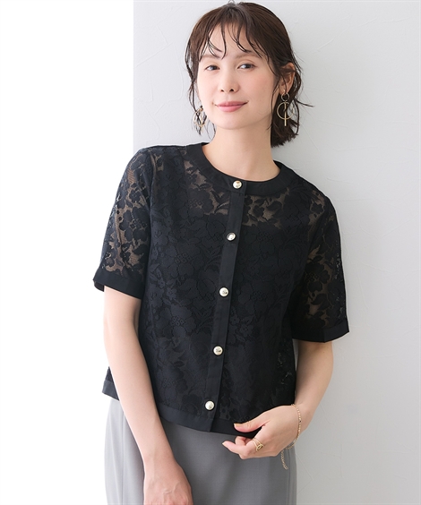 アウター レディース トップス ジャケット レースジャケット 花柄 ノー