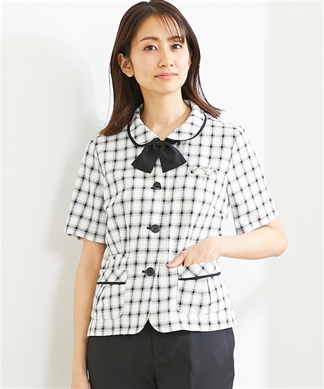 レディース 春夏  オーバーブラウス  取り外し可能 リボン チェック 事務服 接客 受付オフィス  UVカット 夏服 定番 OL 消臭 ボンオフィス AJ0843 楽天市場】レディース 春夏 オーバーブラウス 取り外し可能