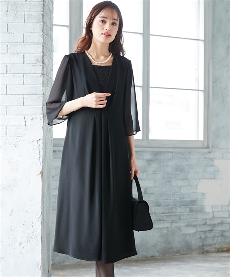 [ニッセン] 喪服 礼服 3L 黒 ニッセン 喪服 礼服 ワンピース アンサンブル レディース