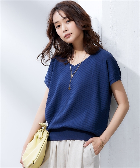 青いVネックシャツ 全8色】長袖VネックTシャツ（吸汗速乾×接触冷感） A-668 | 作業