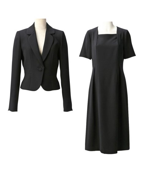 レディース オールシーズン 日本製生地 前開き ワンピース アンサンブル テーラード ジャケット 半袖 年中 ブラック フォーマル 7 9 11 13号 ニッセン Sagaretxe Net