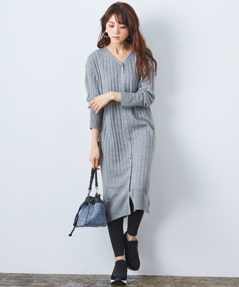 ワンピース ロング マキシ レディース 2点セット 3way ニット リブ レギンス 冬 S M L Ll ニッセン Nissen Zzy4319e4326 ニッセンyahoo 店 通販 Yahoo ショッピング