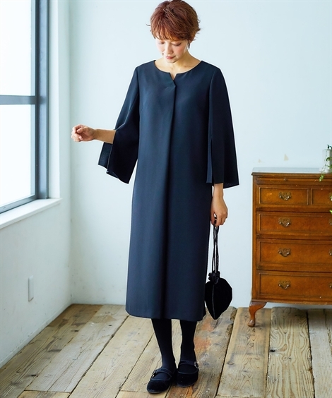 レディース ナチュラルさんの礼服 着脱楽々 前開き キーネック ワンピース ブラック フォーマル S M L ニッセン Nissen Zzy43a2124 ニッセンyahoo 店 通販 Yahoo ショッピング