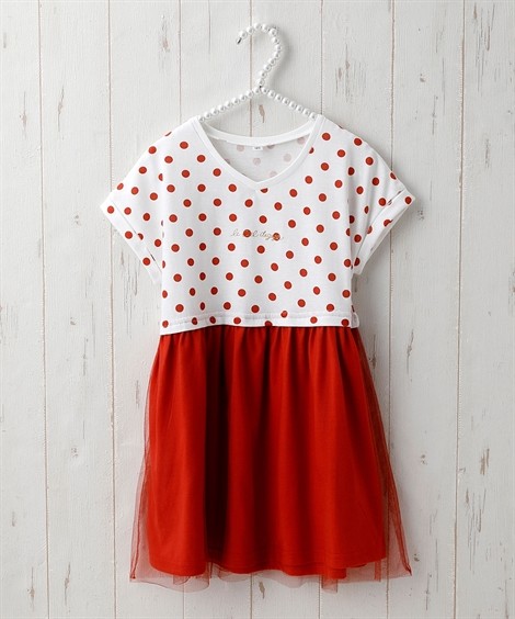 ワンピース キッズ ドット チュール切替 ドッキング 女の子 子供服 ジュニア服 身長90 100 110 1 130cm ニッセン Nissen Zzy43b0294 ニッセンyahoo 店 通販 Yahoo ショッピング