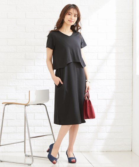 ワンピース マタニティ ママ 産前 産後 授乳服 Vネック セットアップ風 M L ニッセン Nissen Zzy43b0513 ニッセンyahoo 店 通販 Yahoo ショッピング