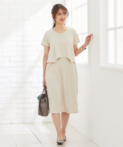 ワンピース マタニティ ママ 産前 産後 授乳服 Vネック セットアップ風 M L ニッセン Nissen Zzy43b0513 ニッセンyahoo 店 通販 Yahoo ショッピング