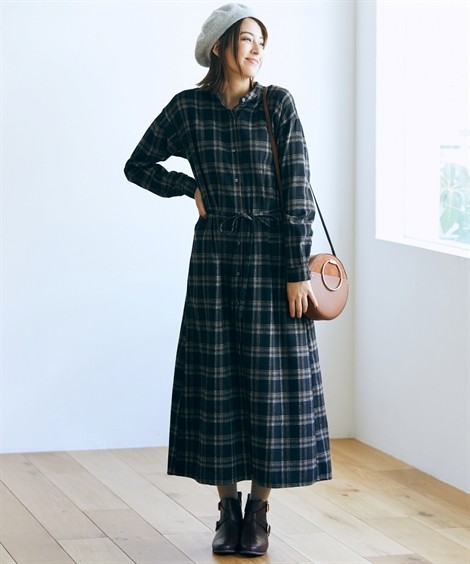 ワンピース レディース トールサイズ ロング マキシ ロング丈 シャツ 共布 ベルト付 4l 5l ニッセン Nissen Zzy43d31 ニッセンyahoo 店 通販 Yahoo ショッピング