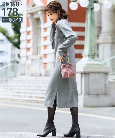 ワンピース ロング マキシ トールサイズ レディース Vネック ニット 冬 Ll 3l ニッセン Nissen Zzy43e1167 ニッセンyahoo 店 通販 Yahoo ショッピング