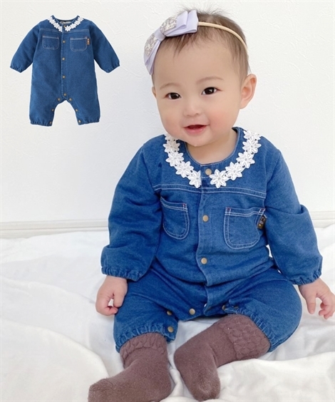 ベビー デニム ニット 長袖 カバーオール ベビー服 子供服 男の子 女の子 冬 身長70 80cm ニッセン Nissen Zzy4321a1436 ニッセンyahoo 店 通販 Yahoo ショッピング