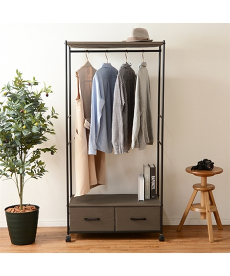 ニッセン（nissen） ハンガーラック 収納力たっぷり 引き出し2杯