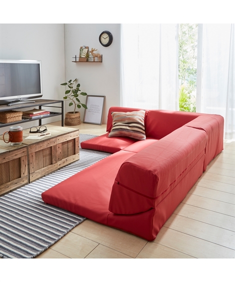 ニッセン（nissen） 3人掛け ロー ソファ 3点セット｜コーナー 合皮