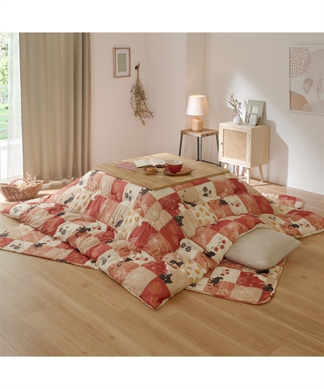 ニッセン こたつ 布団 セット ネコ柄 掛敷 かりん 正方形 190×190cm