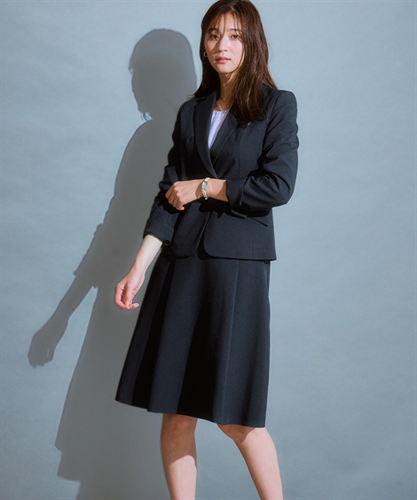 スーツ 大きいサイズ レディース スカートスーツ 洗える オフィス ビジネス 仕事 通勤 4L〜8L グレー杢 ネイビー 黒 ニッセン nissen