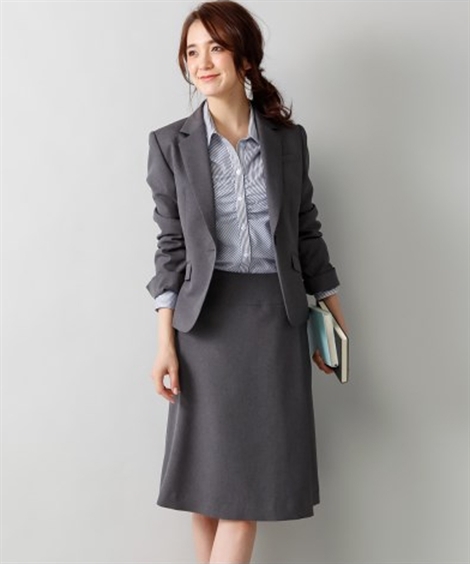 事務服 スーツ レディース スカート 洗える ポケット付 セット オフィス 大きいサイズ 21号 23号 26号 30号 34号 38号 グレー杢 ネイビー 黒 ニッセン Nissen ニッセン Paypayモール店 通販 Paypayモール