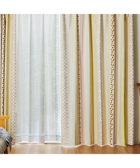 ニッセン（nissen） カーテン レース セット ストライプ幾何柄99.99