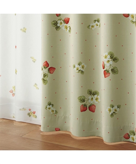 ニッセン（nissen） カーテン レース セット いちご柄遮光 ＆レース4枚
