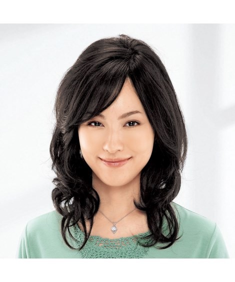 ウィッグ 分け目自由人毛100％フルウィッグ 固定ピン付 ロング カール ロングカール ニッセン nissenの画像