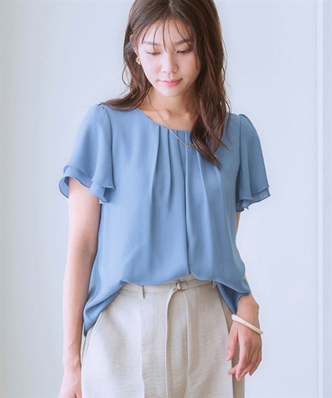 レディース ジョーゼットフレア ブラウス S/M/L/LL ニッセン nissen 