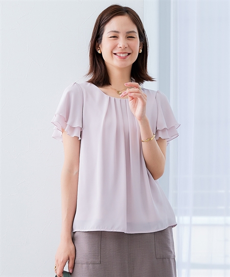 ニッセン（nissen） レディース ジョーゼットフレア ブラウス S/M/L/LL