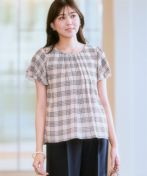 ニッセン レディース ジョーゼットフレア ブラウス S/M/L/LL
