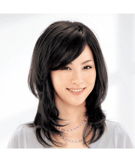ウィッグ 分け目自由人毛100％フルウィッグ 固定ピン付 ロング ストレート ロングストレート ニッセン nissenの画像