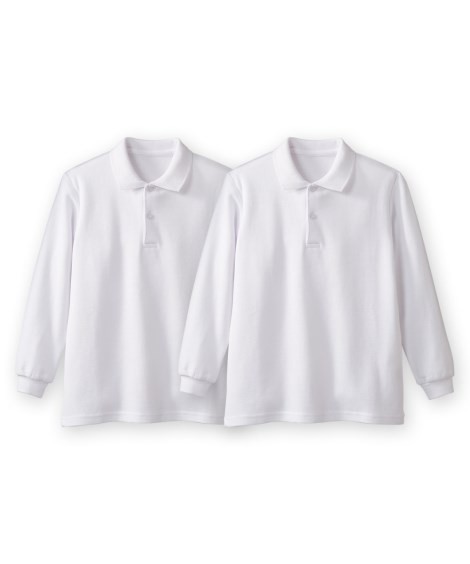 制服|長袖ポロシャツ２枚組（ポケット無し） サイズ 100〜160 ニッセン nissen(白)