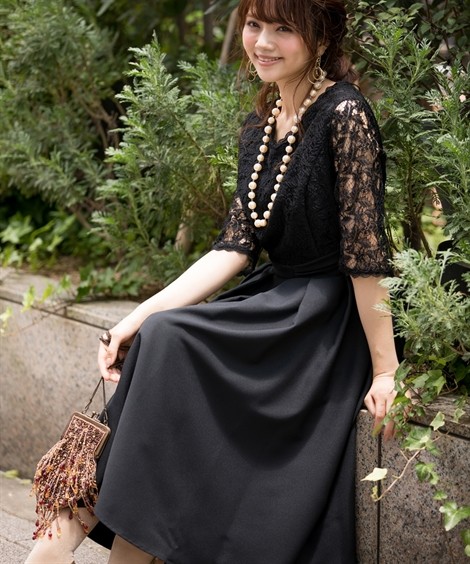 豊富なセール ドレス フォーマル 二次会 披露宴 ニッセン Nissen ニッセン Paypayモール店 通販 Pa パーティー 大きいサイズ レディース ウエスト リボンデザインレース切替 ワンピース フォーマル L 結婚式 最新作安い