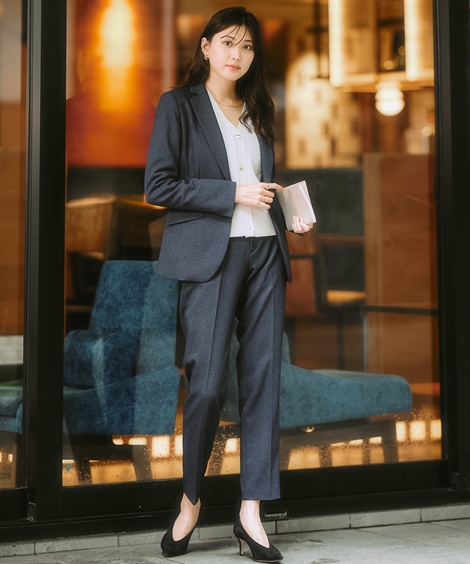 美品】ダークネイビー ビジネスパンツスーツ レディース ネイビー