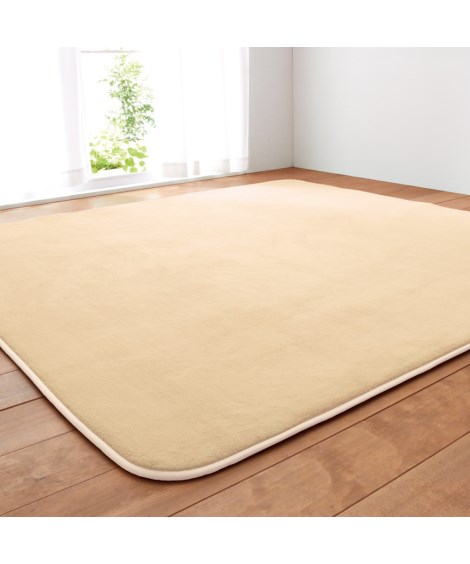 新品☆185×240cmアイボリー系♪なめらか分厚いボアラグ♪〇A901 無地 ボリュームラグ レミール なめらか 低反発 オールシーズン