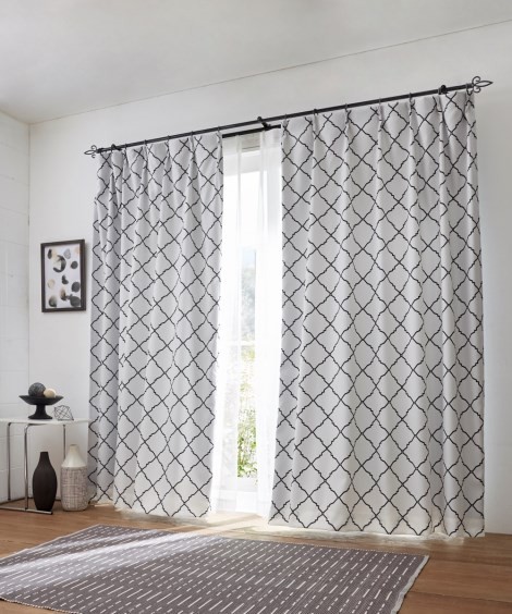 ニッセン（nissen） カーテン ドレープ モロッカン柄遮光 幅100×長さ