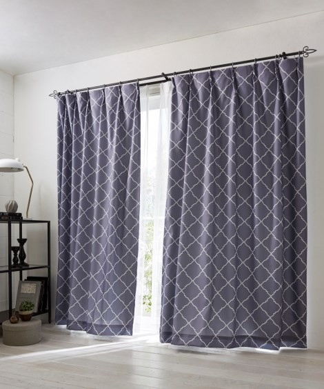 ニッセン（nissen） カーテン ドレープ モロッカン柄遮光 幅100×長さ