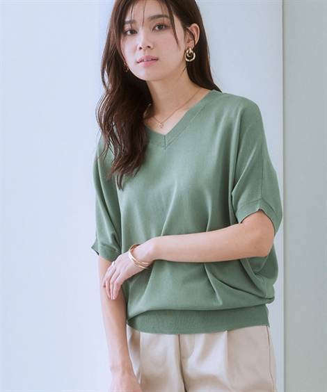 ニッセン ニット セーター レディース ひんやり 接触冷感 V ニッセン ニット セーター レディース ひんやり 接触冷感 V