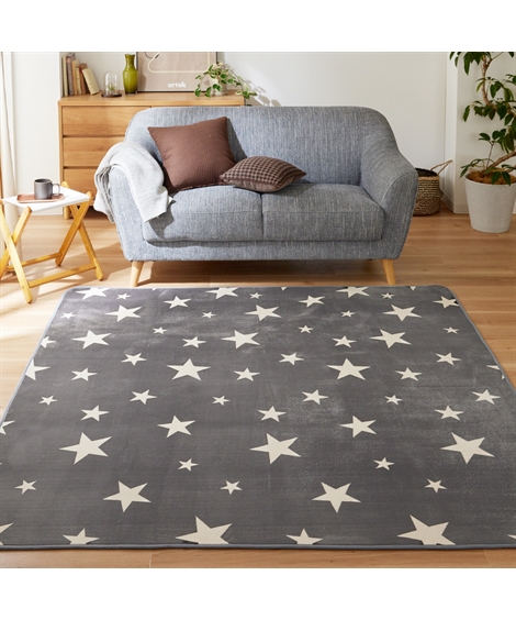 ニッセン（nissen） ラグ 星柄 フランネル 約185×185cm 厚み5mm /約90