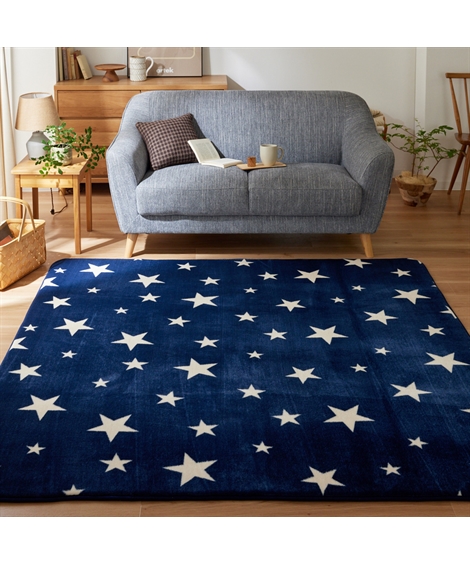 ニッセン（nissen） ラグ 星柄 フランネル 約130×185cm 厚み15mm