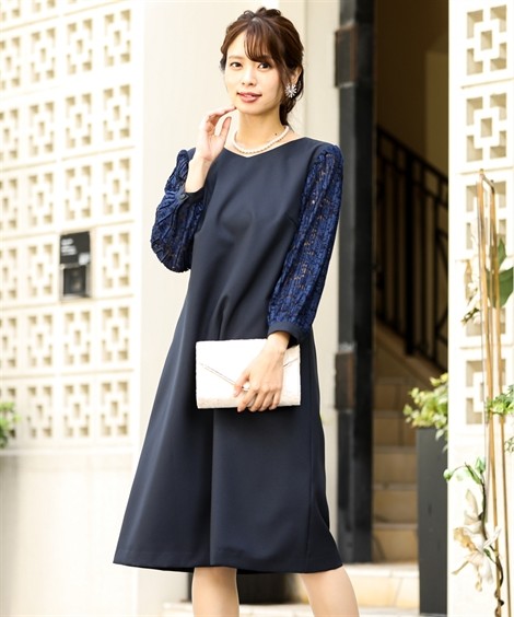 ドレス パーティー 大きいサイズ レディース 袖 プリーツ レース サック ワンピース 結婚式 二次会 お呼ばれ セミ フォーマル 4l 5l 6l ニッセン Nissen ニッセン Paypayモール店 通販 Paypayモール