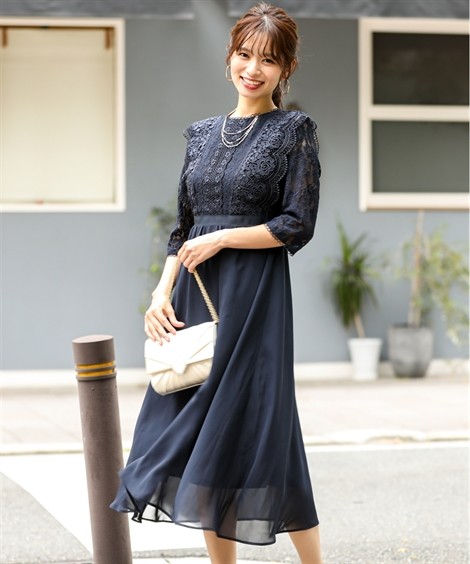 売り一掃 ドレス パーティー 大きいサイズ レディース 異素材 レース使い スタンドカラー ワンピース 二次会 お呼ばれ セミ フォーマル対応 4l 5l 6l ニッセン Nissen ニッセン Paypayモール店 通販 Paypayモール 日本直売 Paynow Universalpapershredding Com