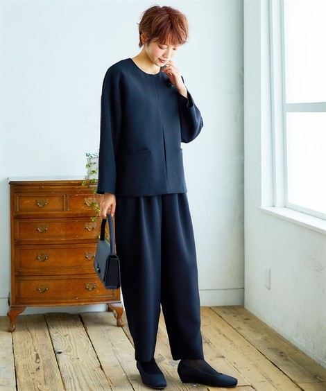 円 日本限定 大きいサイズ レディース ナチュラルさんの礼服 ゆるシルエット パンツ スーツ ブラック フォーマル 4l 5l 6l ニッセン Nissen