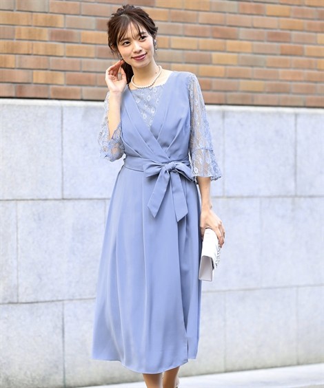 ドレス パーティー 大きいサイズ レディース 前開き カシュクール デザイン ワンピース 結婚式 二次会 お呼ばれ セミフォーマル対応 Ll 3l ニッセン Nissen ニッセン Paypayモール店 通販 Paypayモール