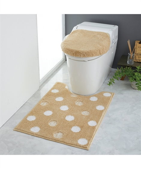 トイレマット フタカバー セット ふかふか ドット柄 トイレタリー 2点セット 標準マット/洗浄 暖房型用 ニッセン nissen | ニッセン | 03