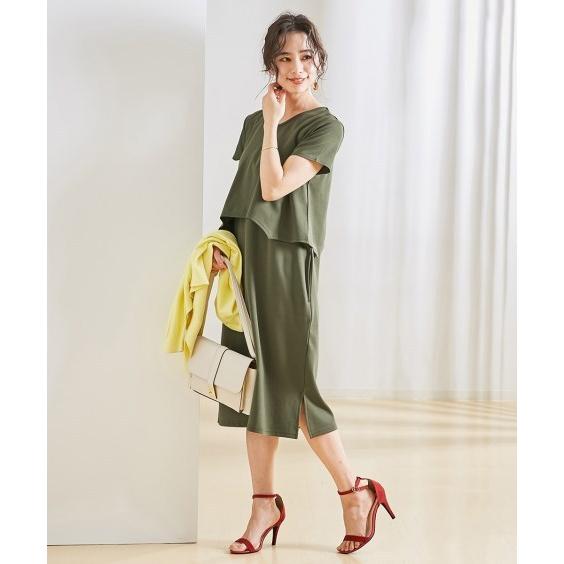 ワンピース マタニティ ママ 産前 産後 授乳服 Vネック セットアップ風 M/L ニッセン nissen|ニッセン PayPayモール店|01