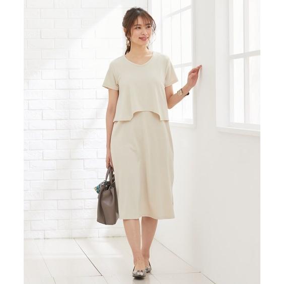 ワンピース マタニティ ママ 産前 産後 授乳服 Vネック セットアップ風 M/L ニッセン nissen|ニッセン PayPayモール店|02