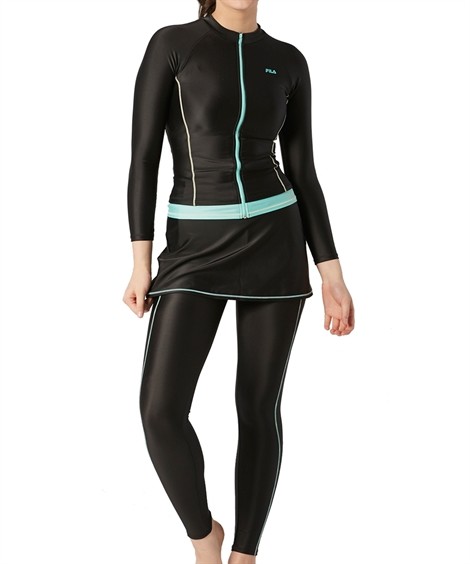 FILA（フィラ） 水着 レディース 無地 ベーシック 長袖 4点セット 9M