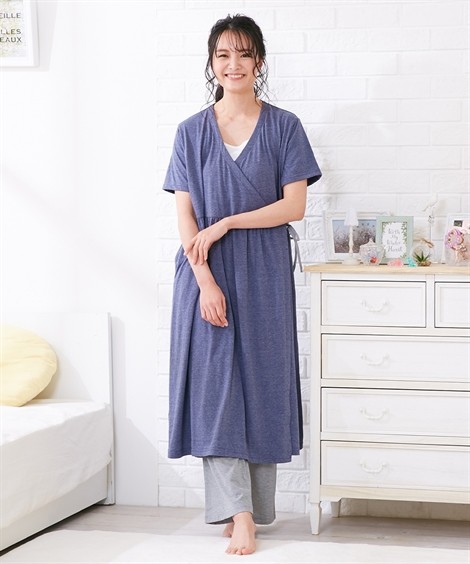 犬印本舗 パジャマ マタニティ ママ 産前 産後 お気に入 授乳服 カットソー カシュクール 半袖 3l ニッセン Ll Nissen