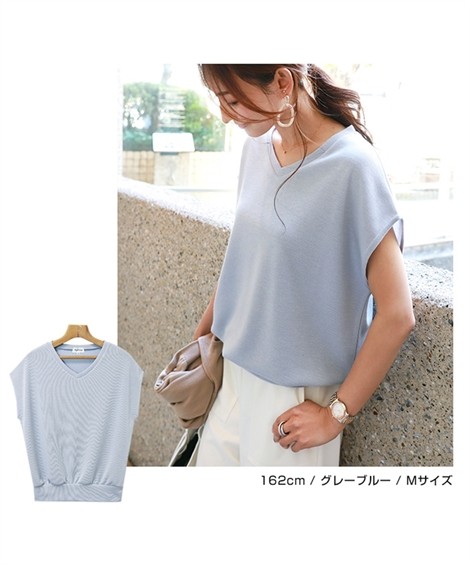 Tシャツ カットソー レディース Vネック フレンチスリーブ プルオーバー M/L ニッセン nissen｜nissenzai｜11