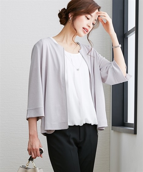 カーディガン レディース カーデ以上 ジャケット未満 着こなし カットソー ノーカラー 接触冷感 Uvカット 夏 M L ニッセン Nissen ニッセン Paypayモール店 通販 Paypayモール