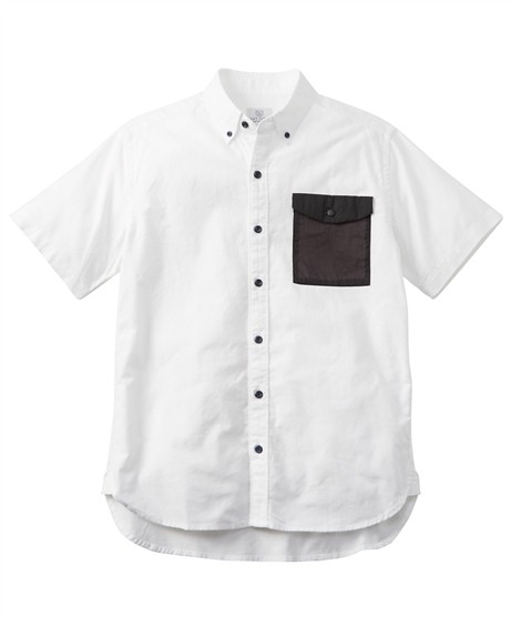 シャツ カジュアル メンズ Sent Ocean セントオーシャン 異素材 ポケット切替 半袖 ボタンダウン L Ll ニッセン Nissen ニッセン Paypayモール店 通販 Paypayモール