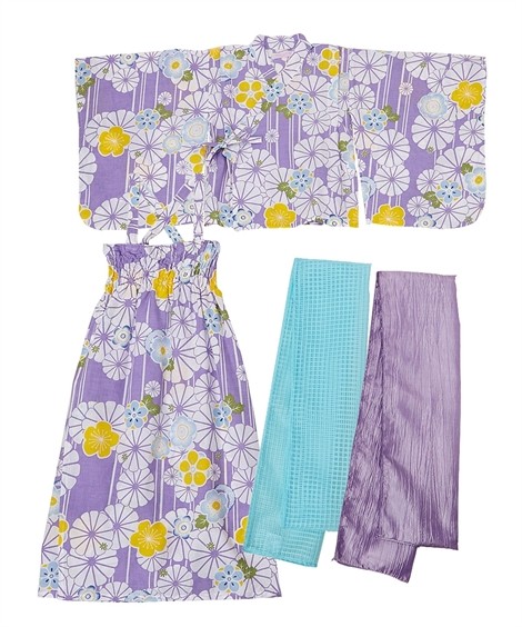 浴衣 ワンピース 上下 帯2本 サンドレスタイプ 女の子 最安値に挑戦 子供服 1 身長100 110 130cm ニッセン Nissen